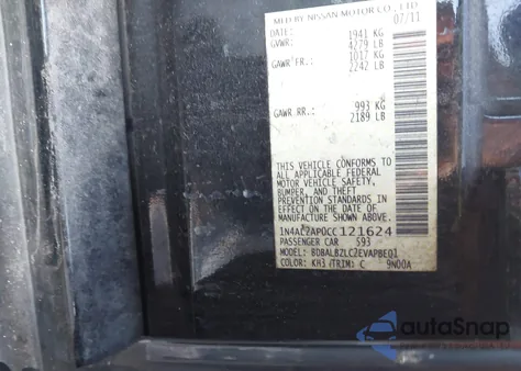 2012 Nissan Altima 2.5 S z USA, uszkodzony, nr VIN 1N4AL2AP0CC121624